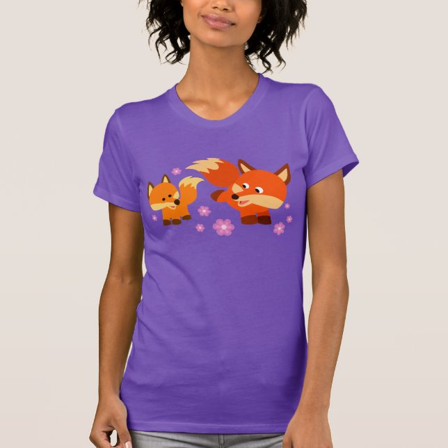 Niedlicher Cartoon Füchse T - Shirt (Vorderseite)