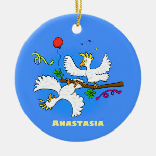 Niedlicher Cartoon für lustige Kakatovögel Keramik Ornament