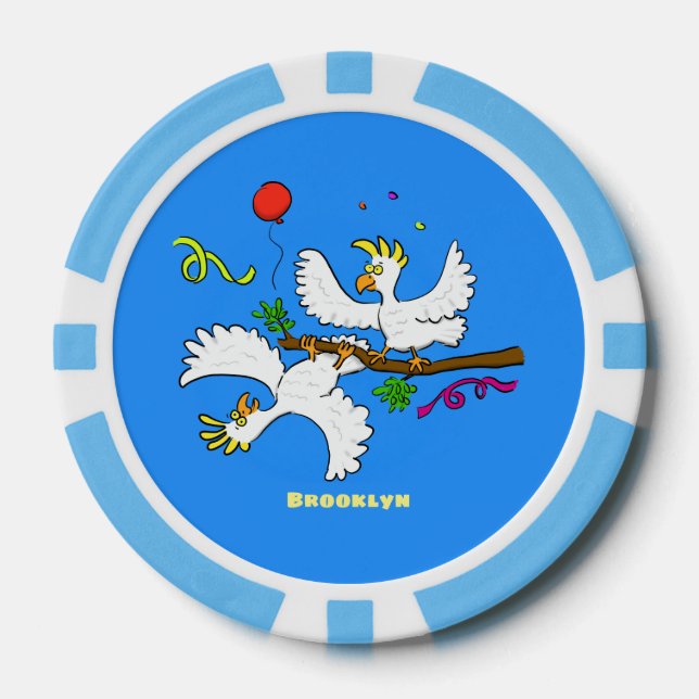 Niedlicher Cartoon für lustige Kakatovögel Pokerchips (Vorderseite)