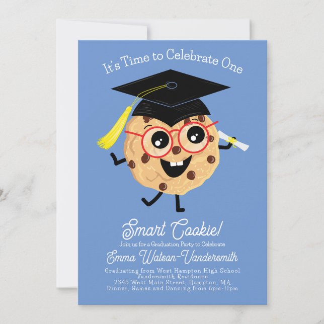Niedlicher Cartoon für Smart Cookie Graduation Par Einladung (Vorderseite)