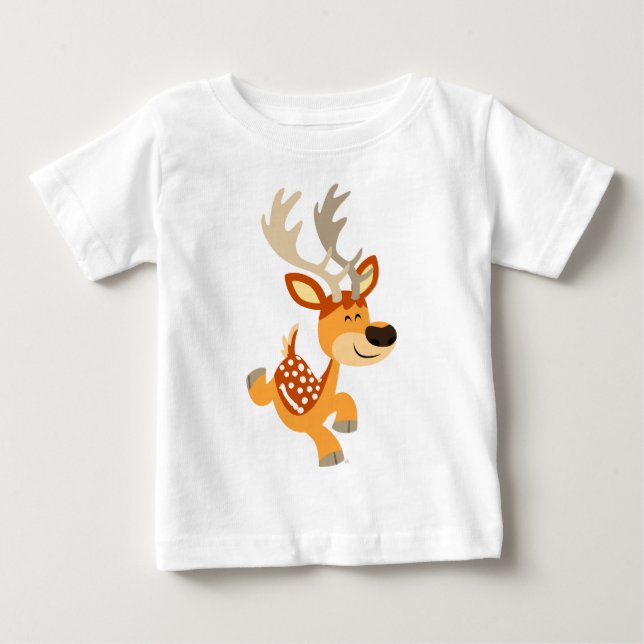 Niedlicher Cartoon Gambolage Fallow Deer Baby T -  Baby T-shirt (Vorderseite)