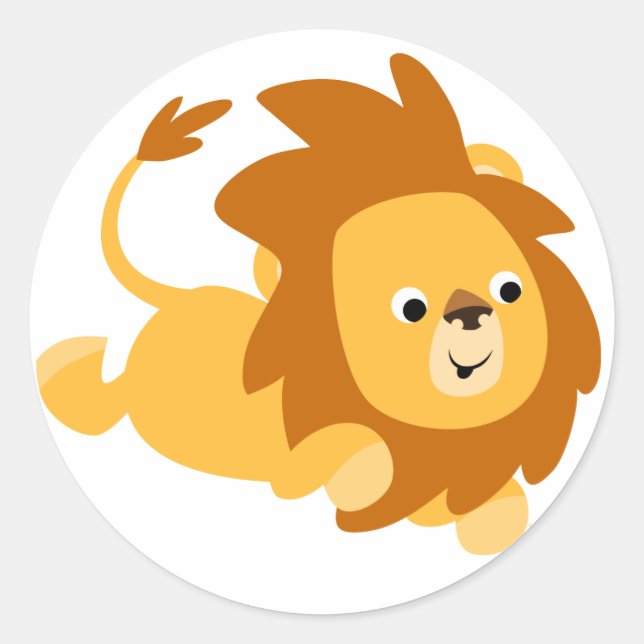 Niedlicher Cartoon Gamboli-Löwensticker Runder Aufkleber (Vorderseite)