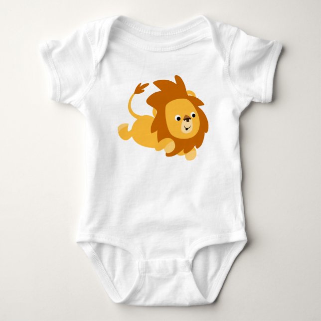 Niedlicher Cartoon Gamboling Lion Baby Baby Strampler (Vorderseite)