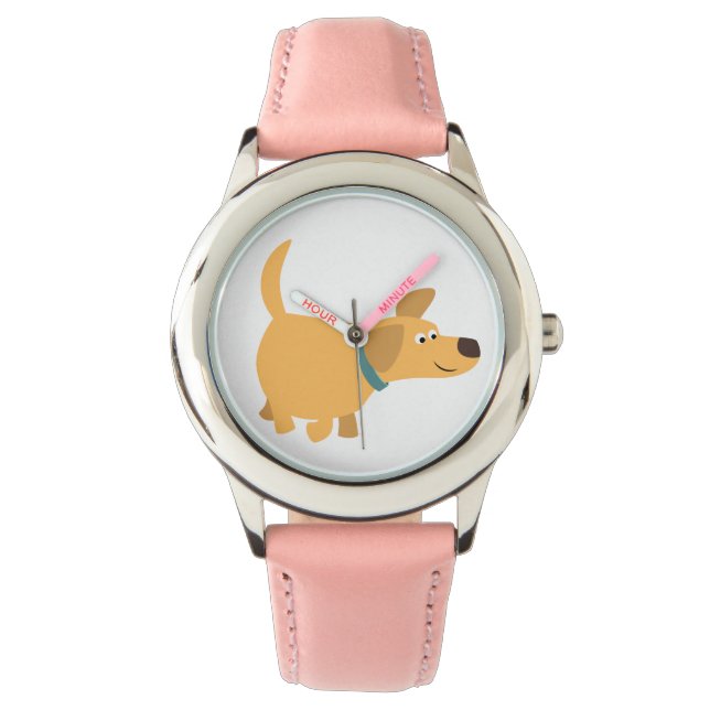 Niedlicher Cartoon Gelbe Labrador Armbanduhr (Vorderseite)