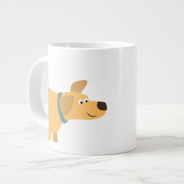 Niedlicher Cartoon Gelbe Labrador Jumbo-Tasse (Vorderseite Links)