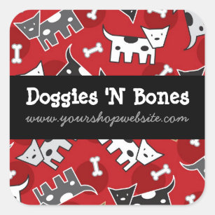 Niedlicher Cartoon Gepunktete Hunde & Knochen Pet  Quadratischer Aufkleber