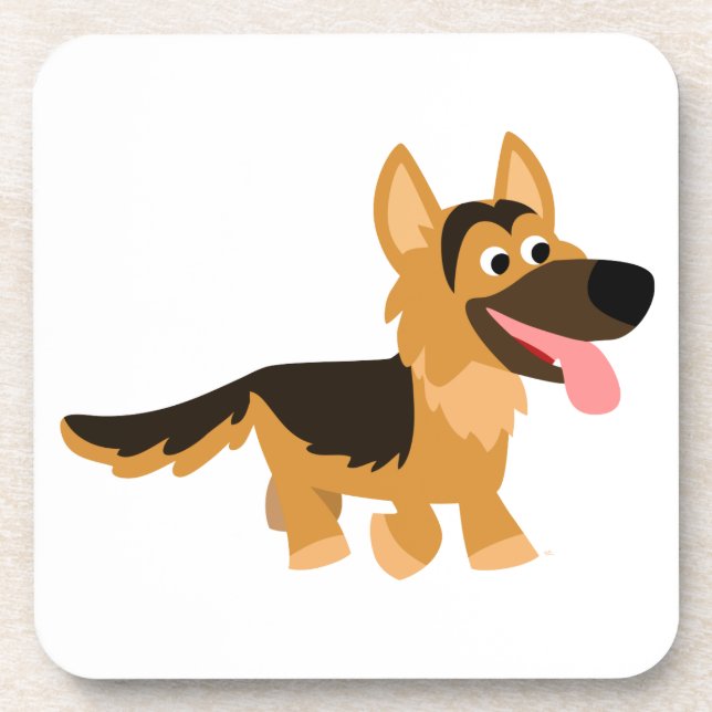 Niedlicher Cartoon German Shepherd Dog Untersetzer (Vorderseite)