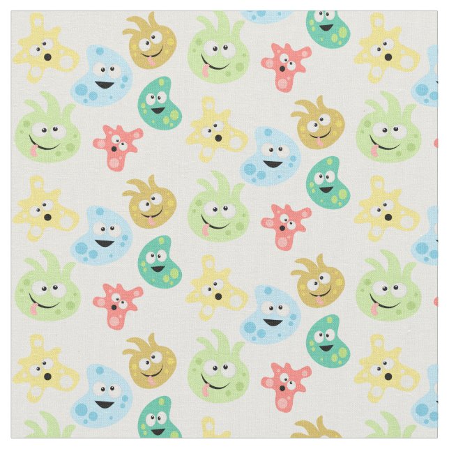 Niedlicher Cartoon Germs Viruses Bacteria Microbe  Stoff (Nahaufnahme)
