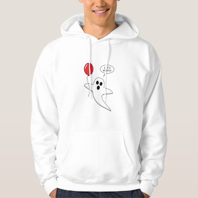 Niedlicher Cartoon Ghost mit Red Balloon Hoodie (Vorderseite)