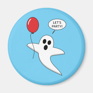 Niedlicher Cartoon Ghost mit Red Balloon Magnet