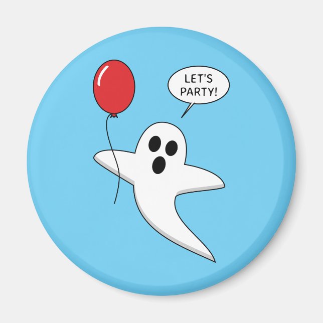 Niedlicher Cartoon Ghost mit Red Balloon Magnet (Vorne)