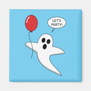Niedlicher Cartoon Ghost mit Red Balloon Magnet