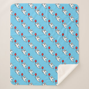 Niedlicher Cartoon Ghost mit Red Balloon Pattern Sherpadecke