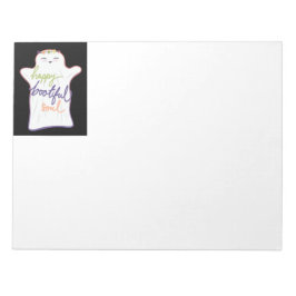 Niedlicher Cartoon-Ghost mit Textepad Notizblock