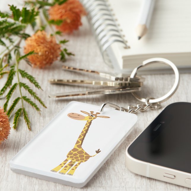Niedlicher Cartoon Giraffe Akryllischer Schlüssela Schlüsselanhänger (Vorderseite rechts)