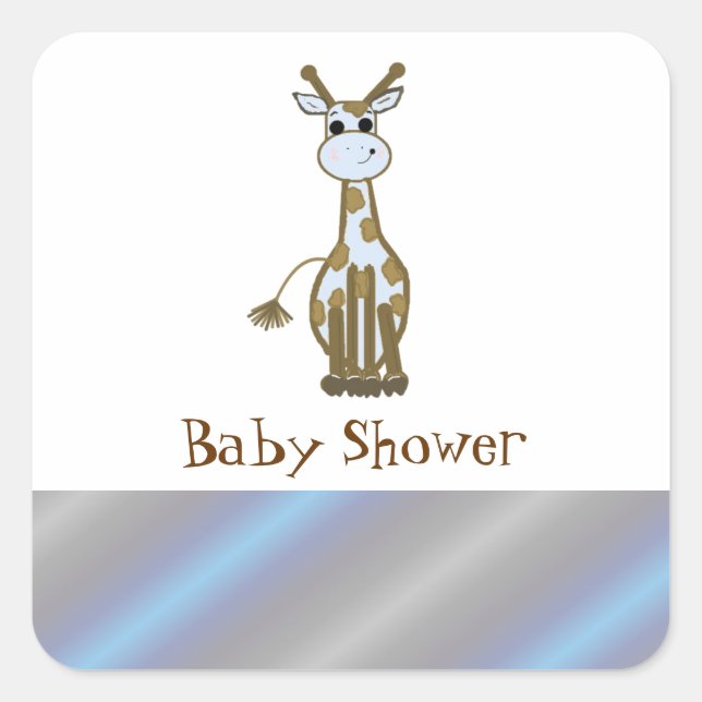Niedlicher Cartoon Giraffe Kinderdusche Quadratischer Aufkleber (Vorderseite)