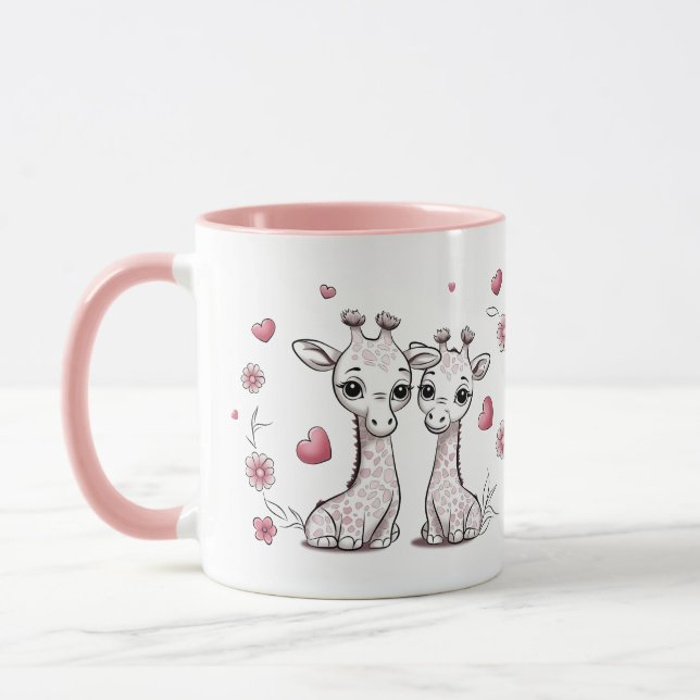 Niedlicher Cartoon Giraffe Liebhaber Herzenslust V Tasse (Links)