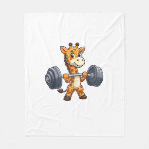 Niedlicher Cartoon Giraffe Lifting Weights Fitness Fleecedecke
