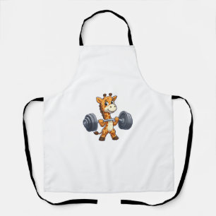Niedlicher Cartoon Giraffe Lifting Weights Fitness Schürze