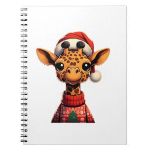 Niedlicher Cartoon Giraffe mit Weihnachtsmannmütze Notizblock