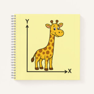 Niedlicher Cartoon Giraffe über Mathe X-Y-Achse Notizbuch