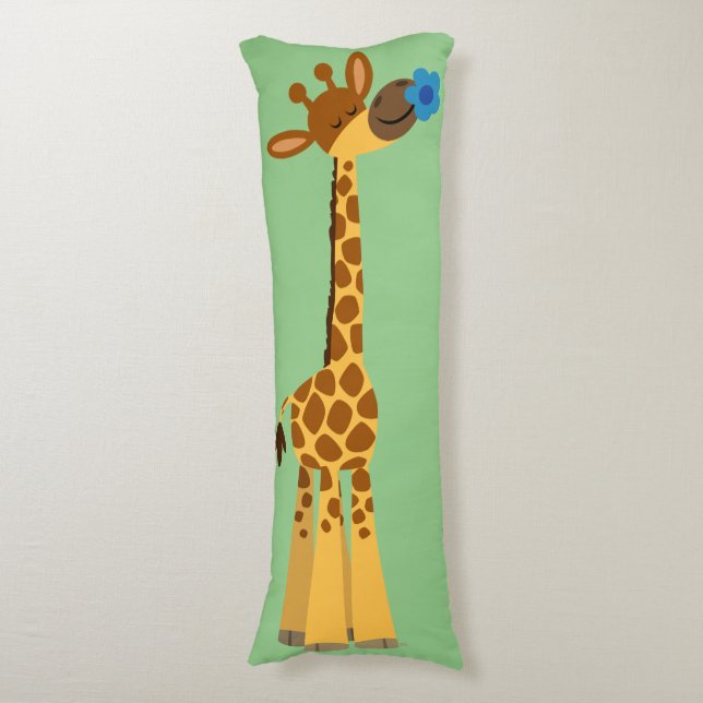 Niedlicher Cartoon Giraffe und Blume Kissen (Vorderseite Vertikal)