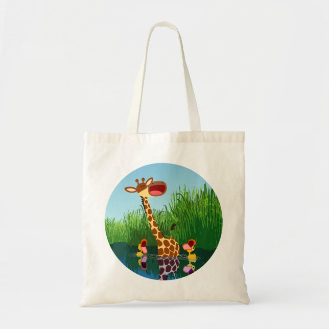 Niedlicher Cartoon Giraffe und Ducklings-Tasche Tragetasche (Vorne)