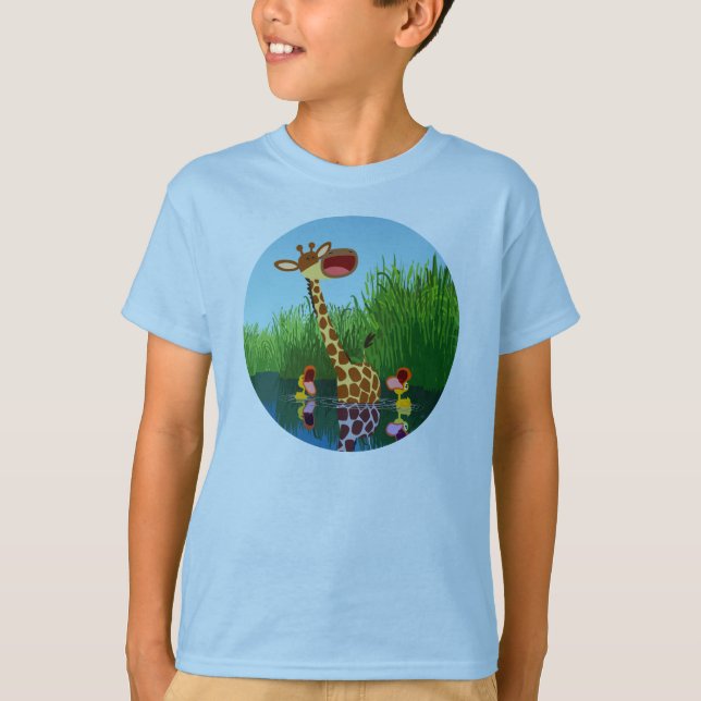 Niedlicher Cartoon Giraffe und Encklings Kinder T  T-Shirt (Vorderseite)