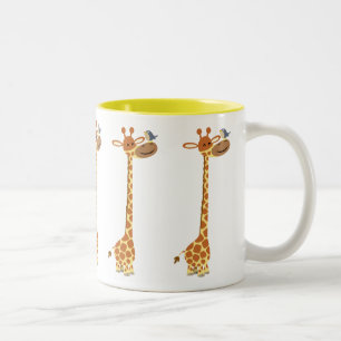 Niedlicher Cartoon Giraffe und Freund Zweifarbige Tasse