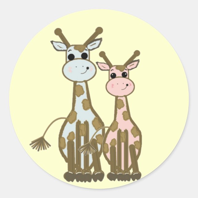 Niedlicher Cartoon Giraffen Runder Aufkleber (Vorderseite)