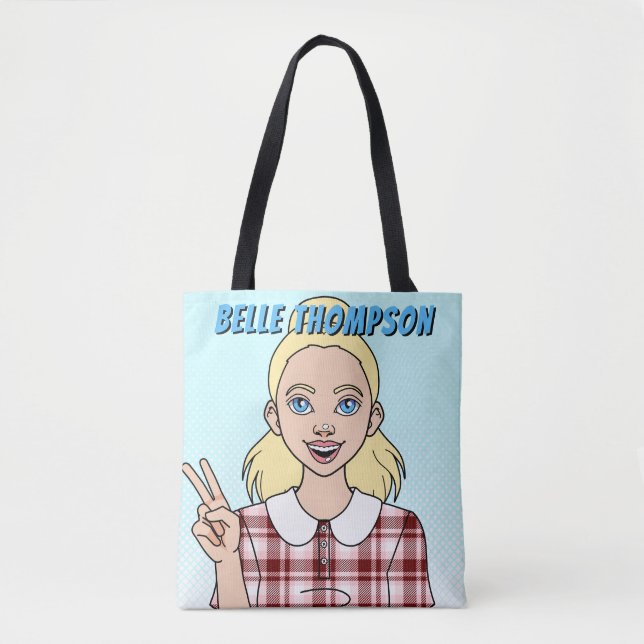 Niedlicher Cartoon Girl Face School Library Bag Tasche (Vorderseite)