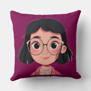 Niedlicher Cartoon Girl Pillow - Stilvolles Frauen Kissen