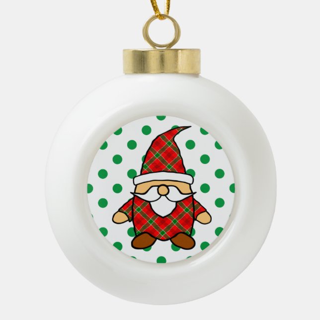 Niedlicher Cartoon Gnome Zeichnend Keramik Kugel-Ornament (Vorderseite)