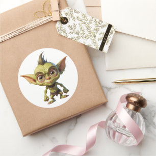 Niedlicher Cartoon Goblin mit Pointy Ohren Runder Aufkleber