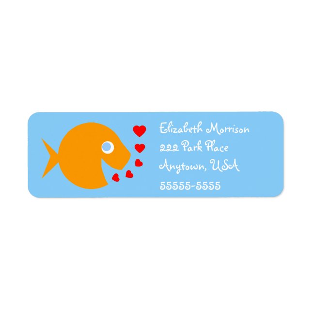 Niedlicher Cartoon Goldfish auf blauem Hintergrund (Vorne)