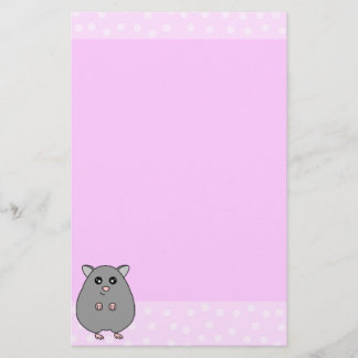 Niedlicher Cartoon Grauer Hamster Pink Stationieru Briefpapier