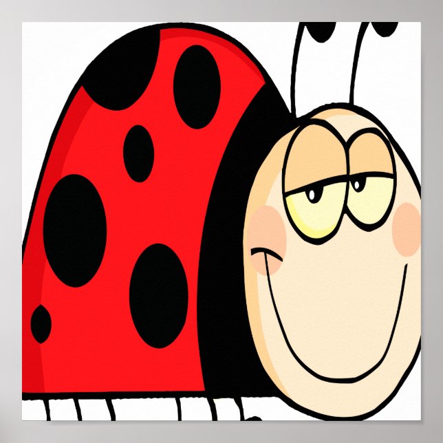 niedlicher Cartoon grinsend kleiner Ladybug Poster (Vorne)