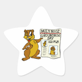 Niedlicher Cartoon Groundhog w/Groundhog Day Newpa Stern-Aufkleber