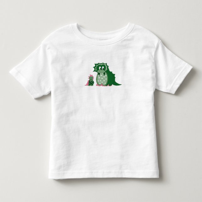 Niedlicher Cartoon Grüne Drachen Kleinkind T-shirt (Vorderseite)