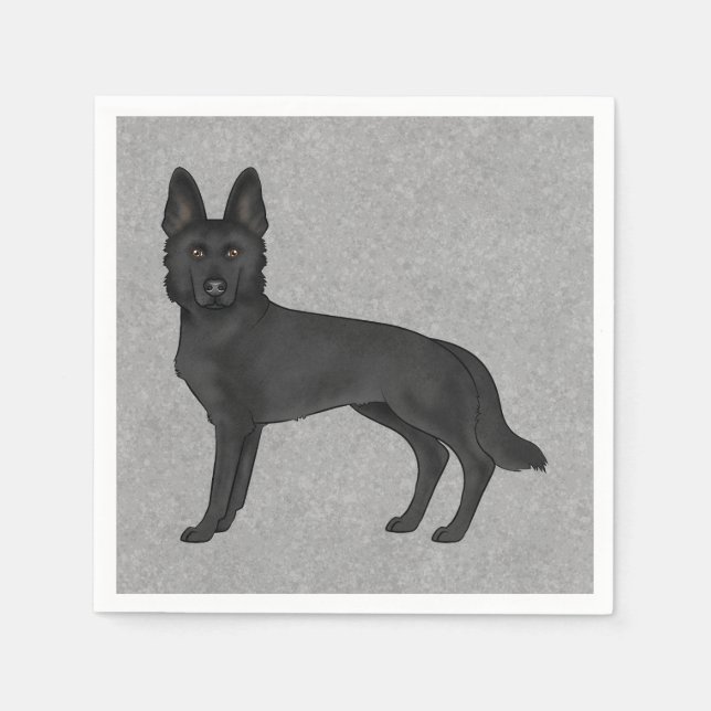 Niedlicher Cartoon GSD Dog Gray Serviette (Vorderseite)