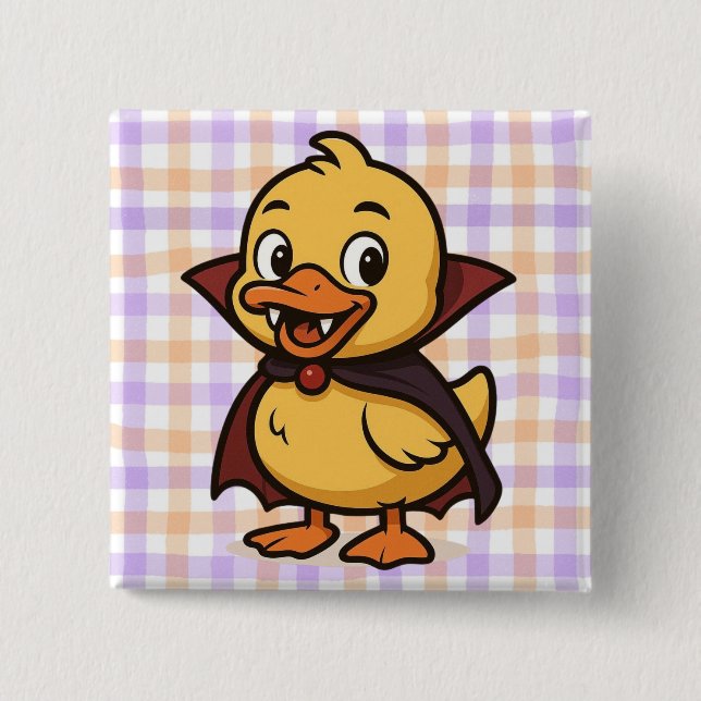 Niedlicher Cartoon Halloween Entenvampire Button (Vorderseite)