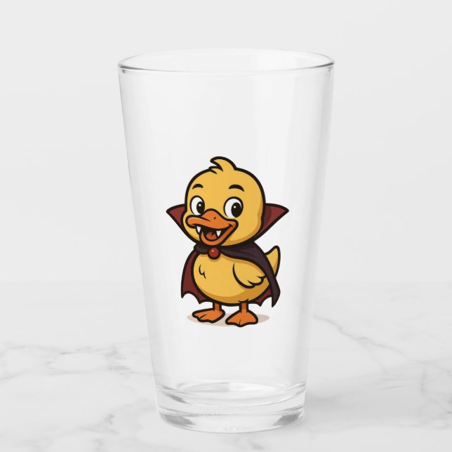 Niedlicher Cartoon Halloween Entenvampire Glas (Vorderseite)