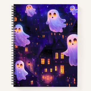 Niedlicher Cartoon Halloween Mitternachtsflieger Notizbuch