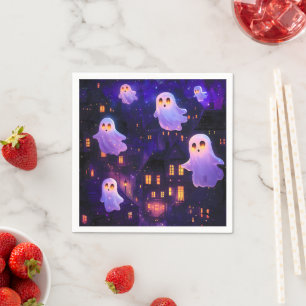 Niedlicher Cartoon Halloween Mitternachtsflieger Serviette