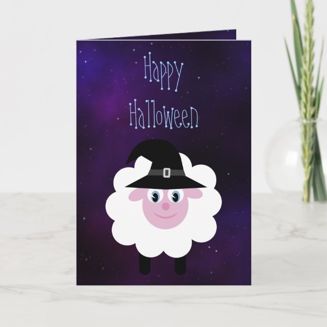 Niedlicher Cartoon Halloween Sheep Blue Staright Karte (Vorderseite)