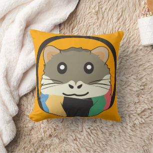 Niedlicher Cartoon Hamster mit einem farbigen Scha Kissen