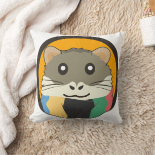 Niedlicher Cartoon Hamster mit einem farbigen Scha Kissen