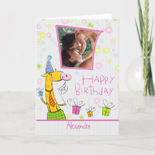 Niedlicher Cartoon Happy Birthday-Custom-Foto Karte