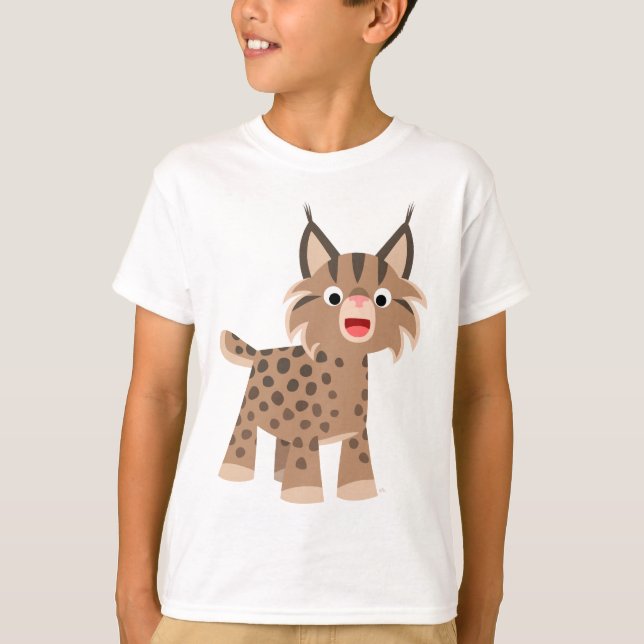 Niedlicher Cartoon Happy Lynx Children T - Shirt (Vorderseite)
