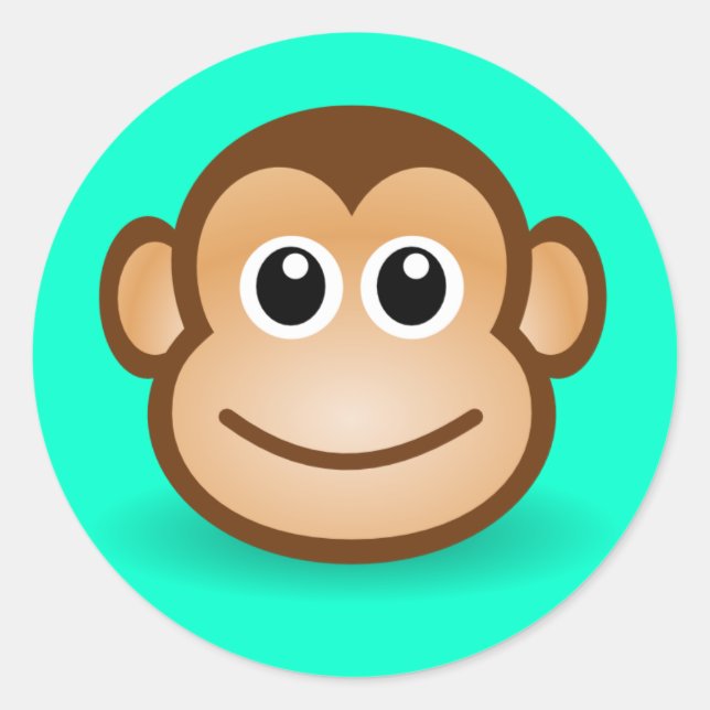 Niedlicher Cartoon Happy Monkey Face Runder Aufkleber (Vorderseite)
